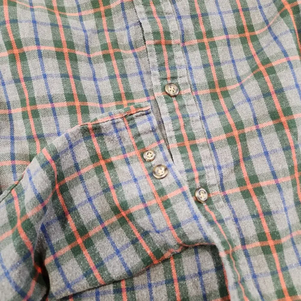 VTG 90s J Crew Oarsman‎ Mens L Large Cotton Plaid Flannel Button Up Down Shirt